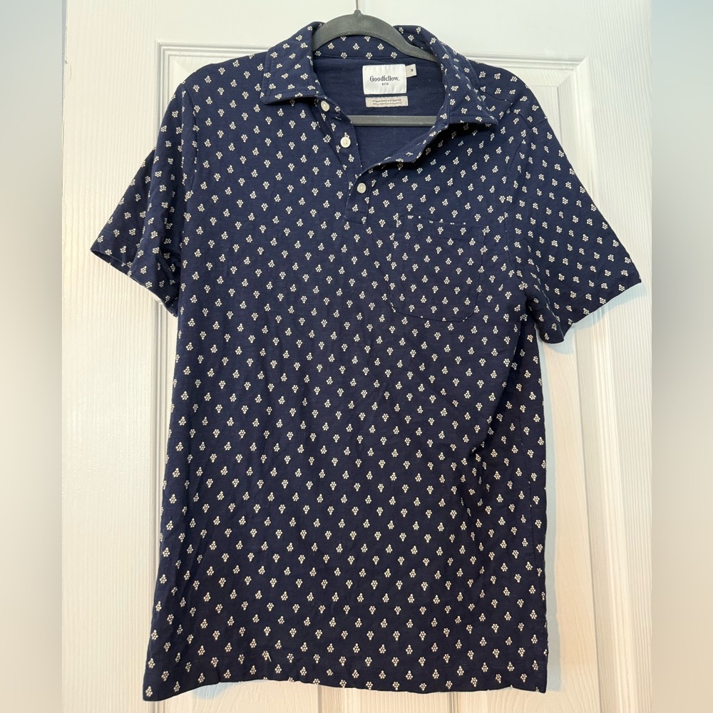 Goodfellow & Co Navy Patterned Polo Shirt
